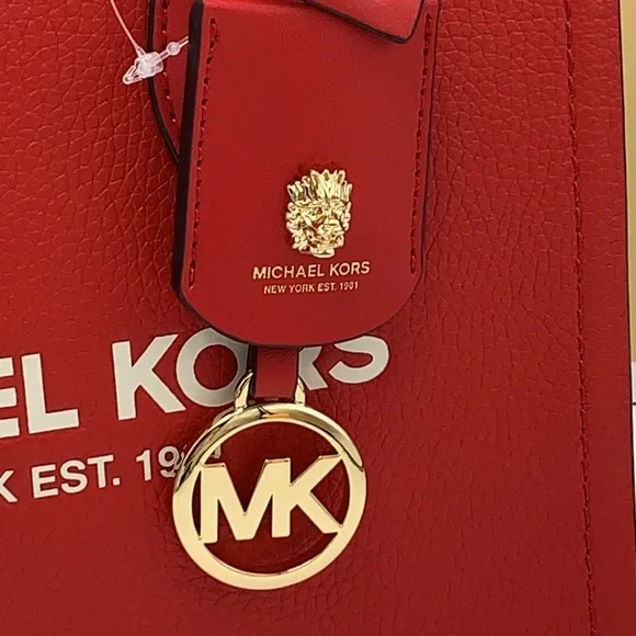 MICHAEL KORS MIRELLA SMALL SHOPPER TOP ZIP XBODY BRIGHT RED COLOR - Picture 3 of 16